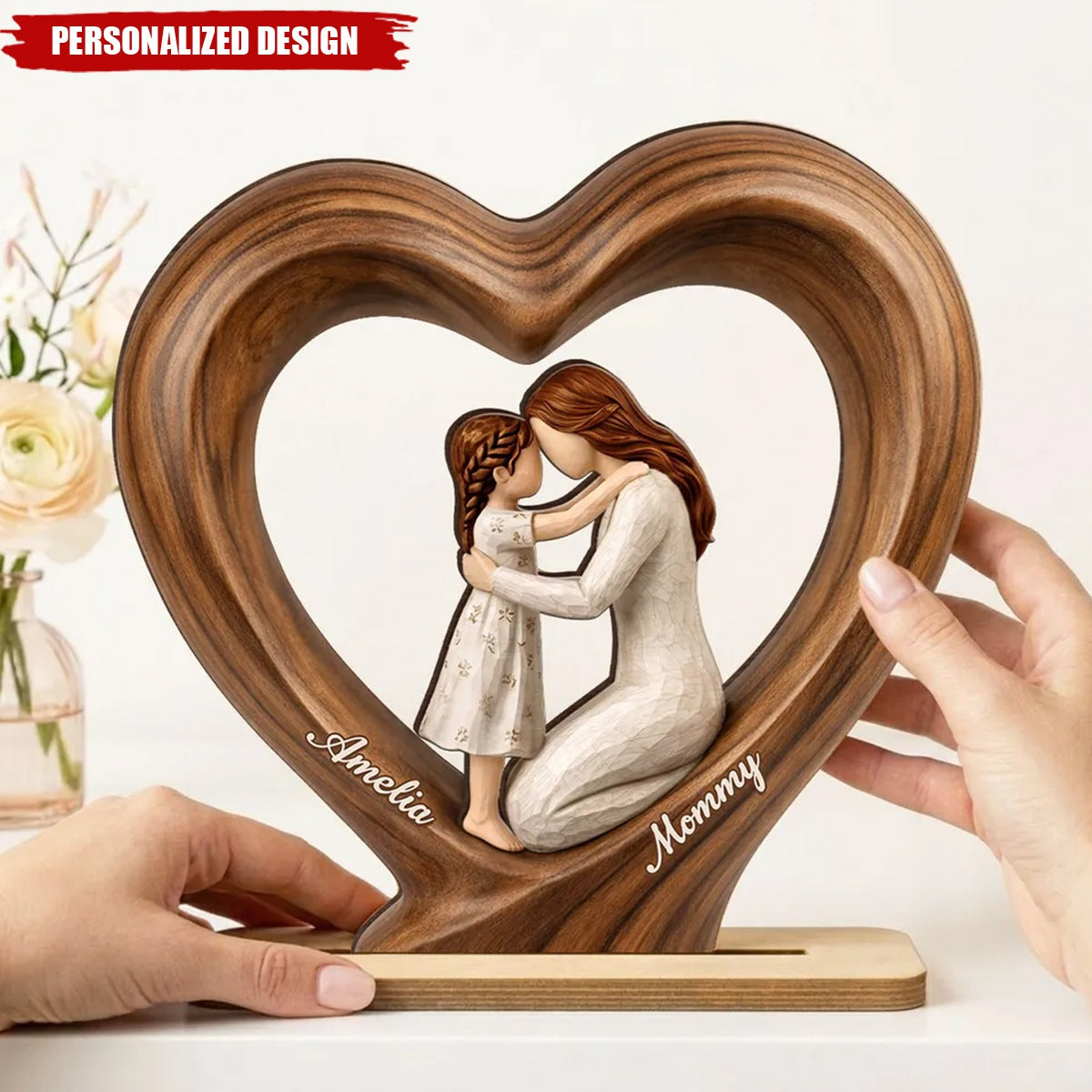 Mom and Daughter Son-Personalized Wooden Plaque-Mother's Day Gift for Mom, Wife