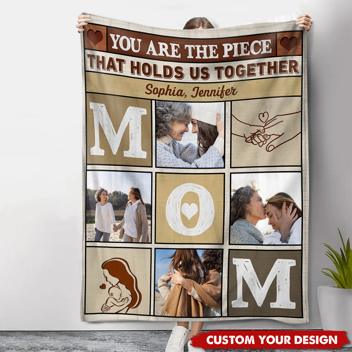 Holding Us Together - Personalized Photo Blanket for Mom - Mother's Day