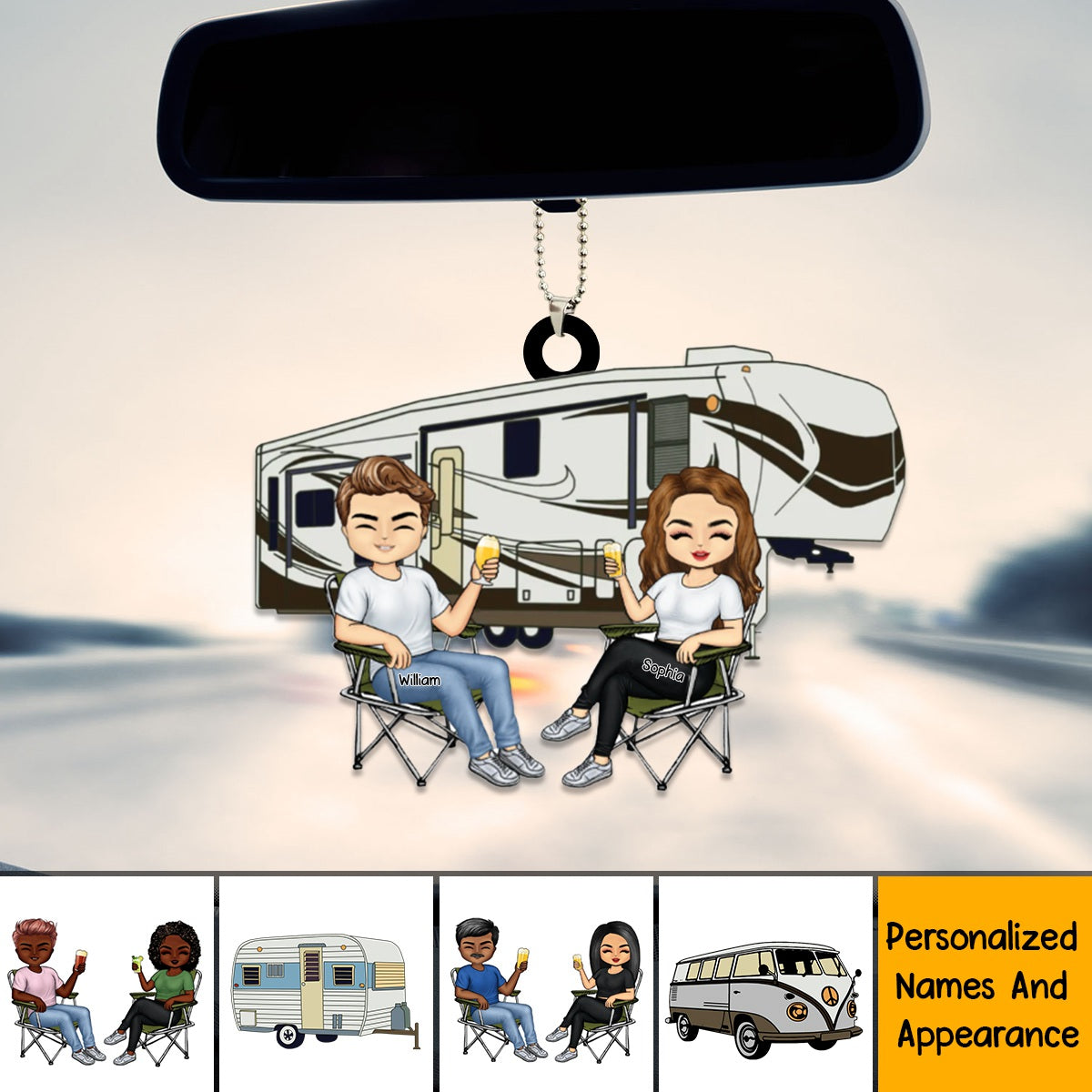 Drive Slow Drunk Campers Matter Husband Wife Camping Couple - Personalized Car Ornament