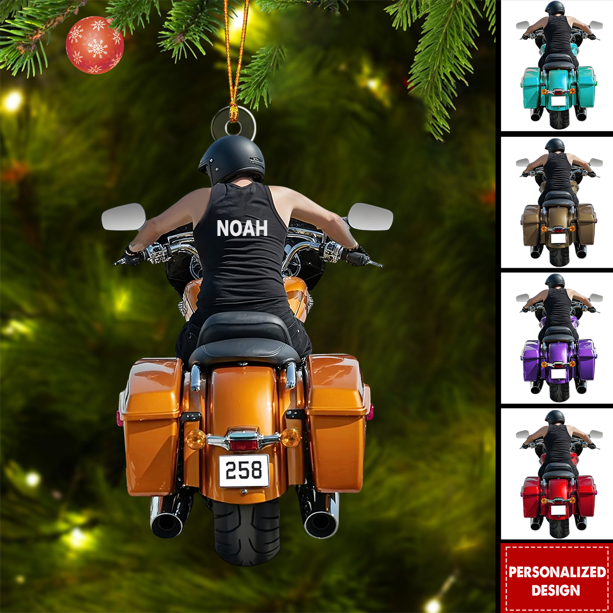 Personalized Motorcycle Christmas Ornament-Gift Idea for Motorcycle Riders and Bike Lovers