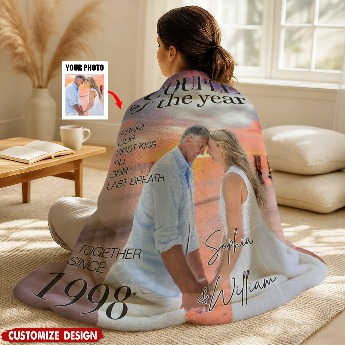 Personalized Couple Keepsake Blanket  - Choosing You Feels So Right Design