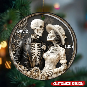 Personalized Skull Couple Christmas Ornament