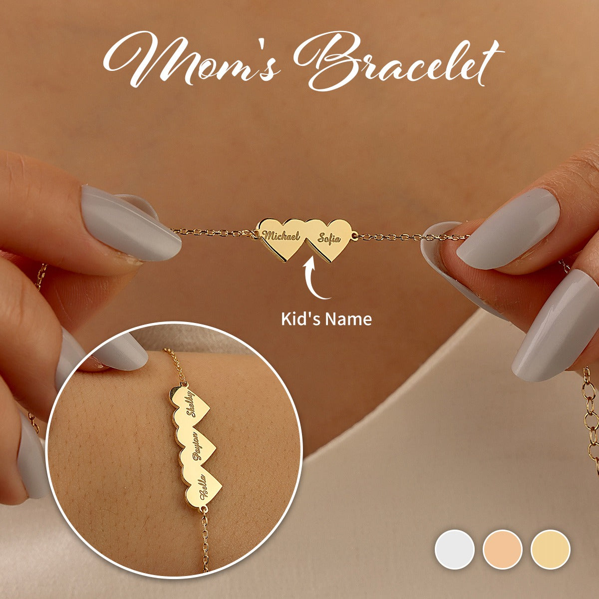 Personalized Multiple Name Love Heart Bracelet-Gift For Mom