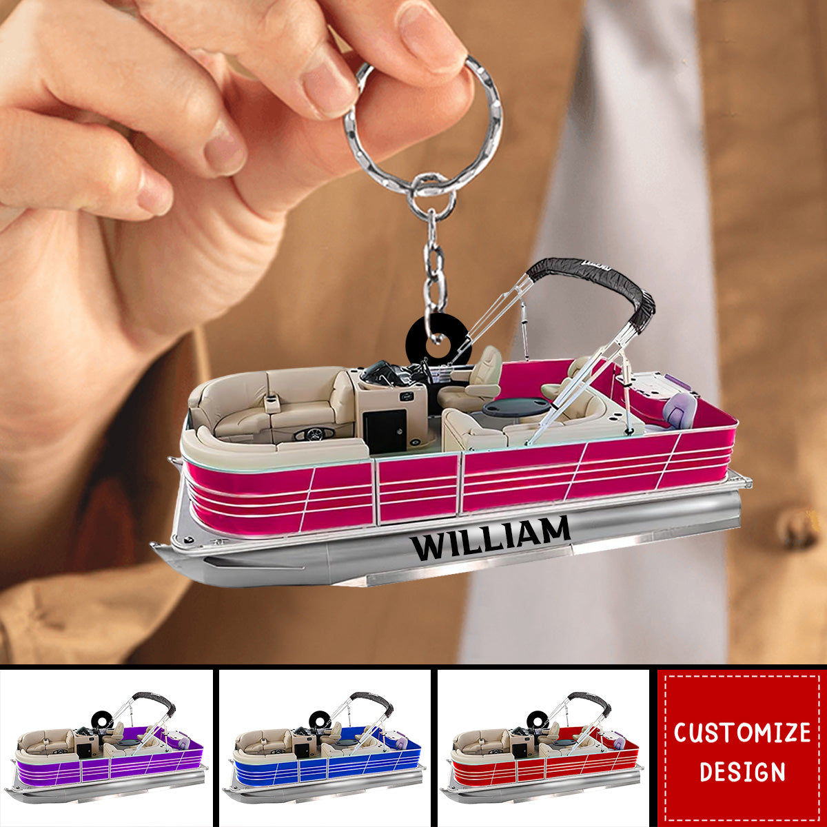 Pontoon Key Chain Personalized Pontoon Boat Acrylic Keychain - 2024 New Release - roadsir