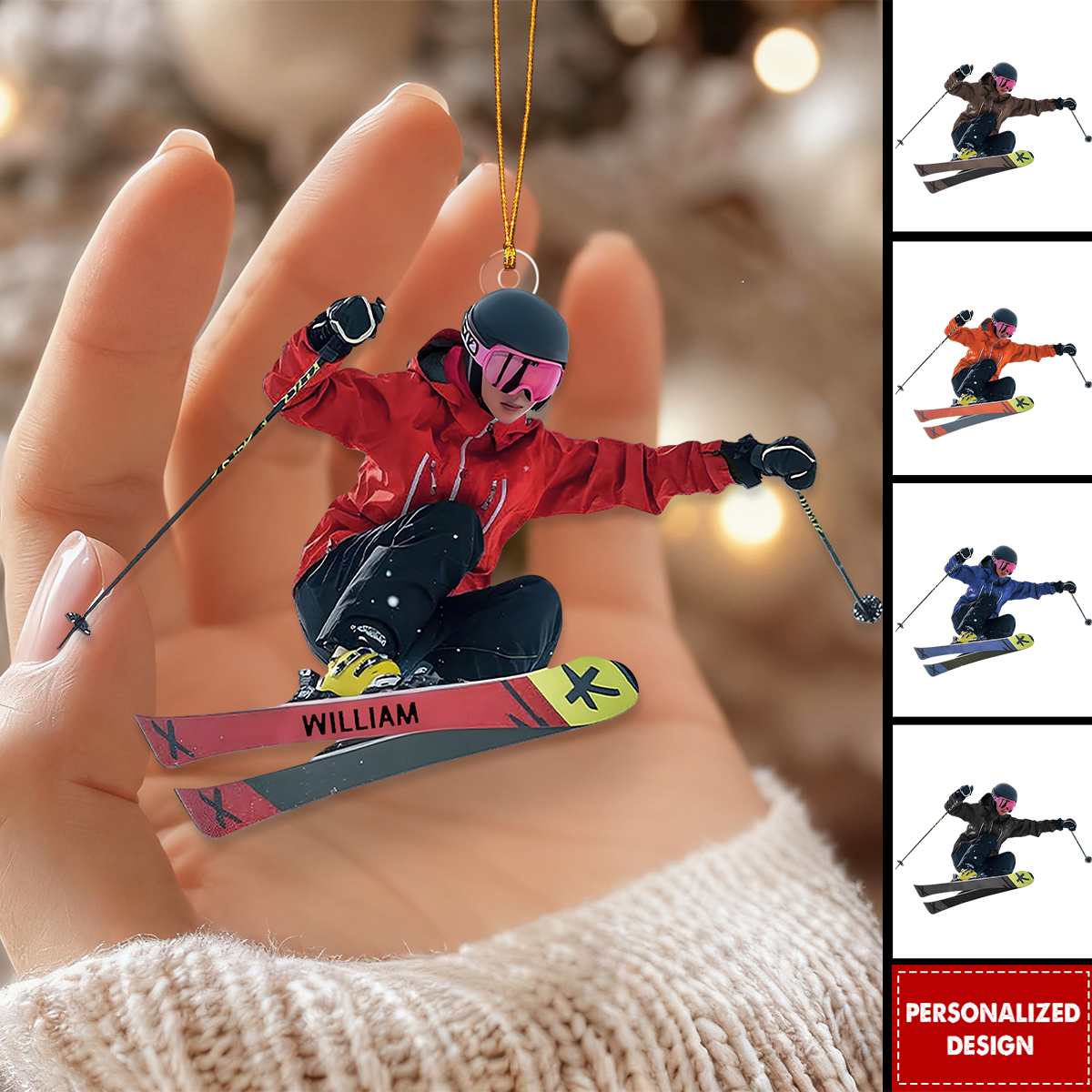 Personalized Skiing Shaped Ornament-Ski Lift Lover Gift