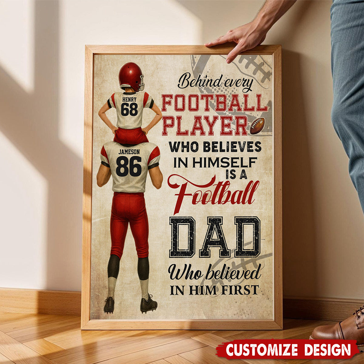 Personalized American Football Dad Son Poster - Birthday,Father's Day Gift For American Football Lovers