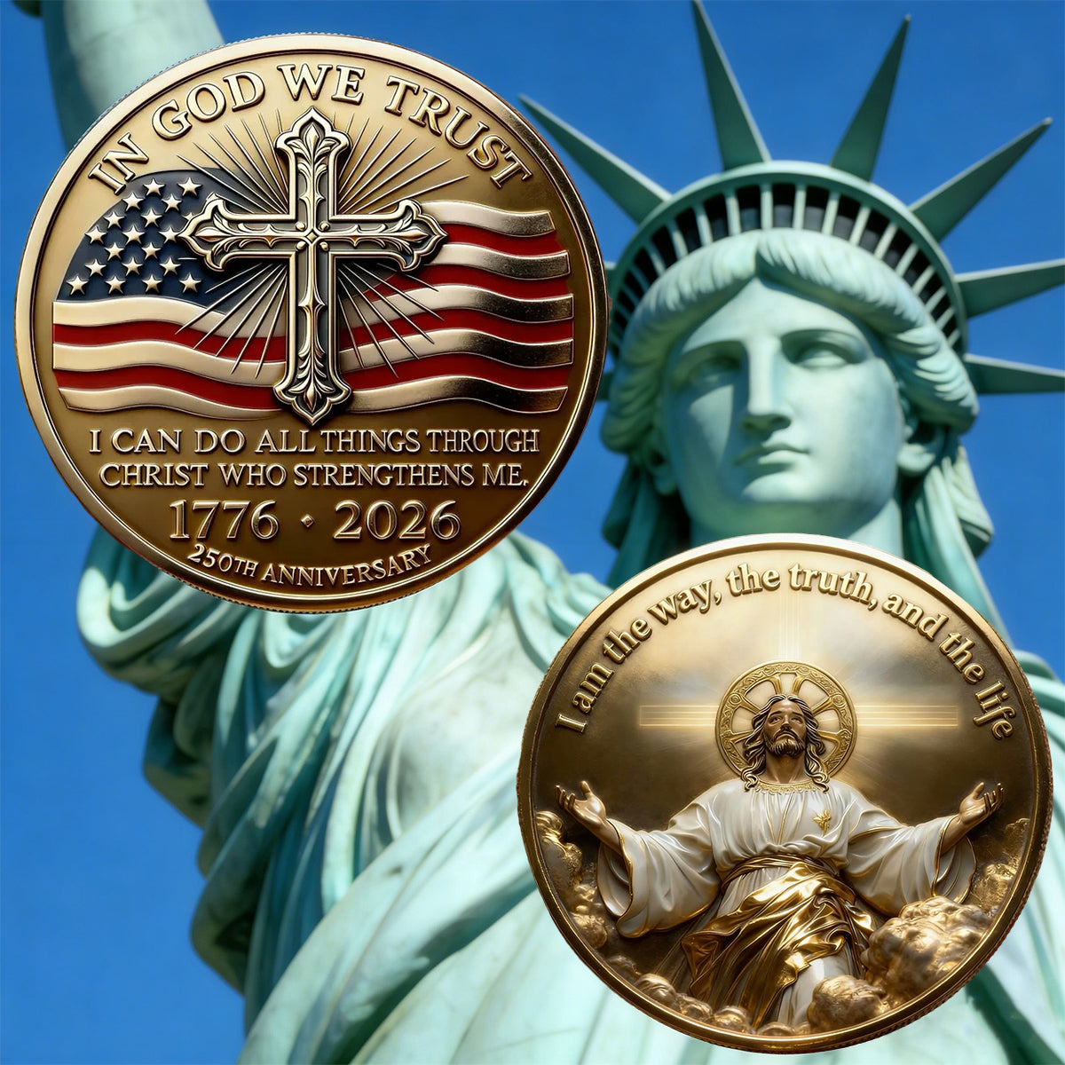 “In God We Trust” US 250th Anniversary Christian Commemorative Coin