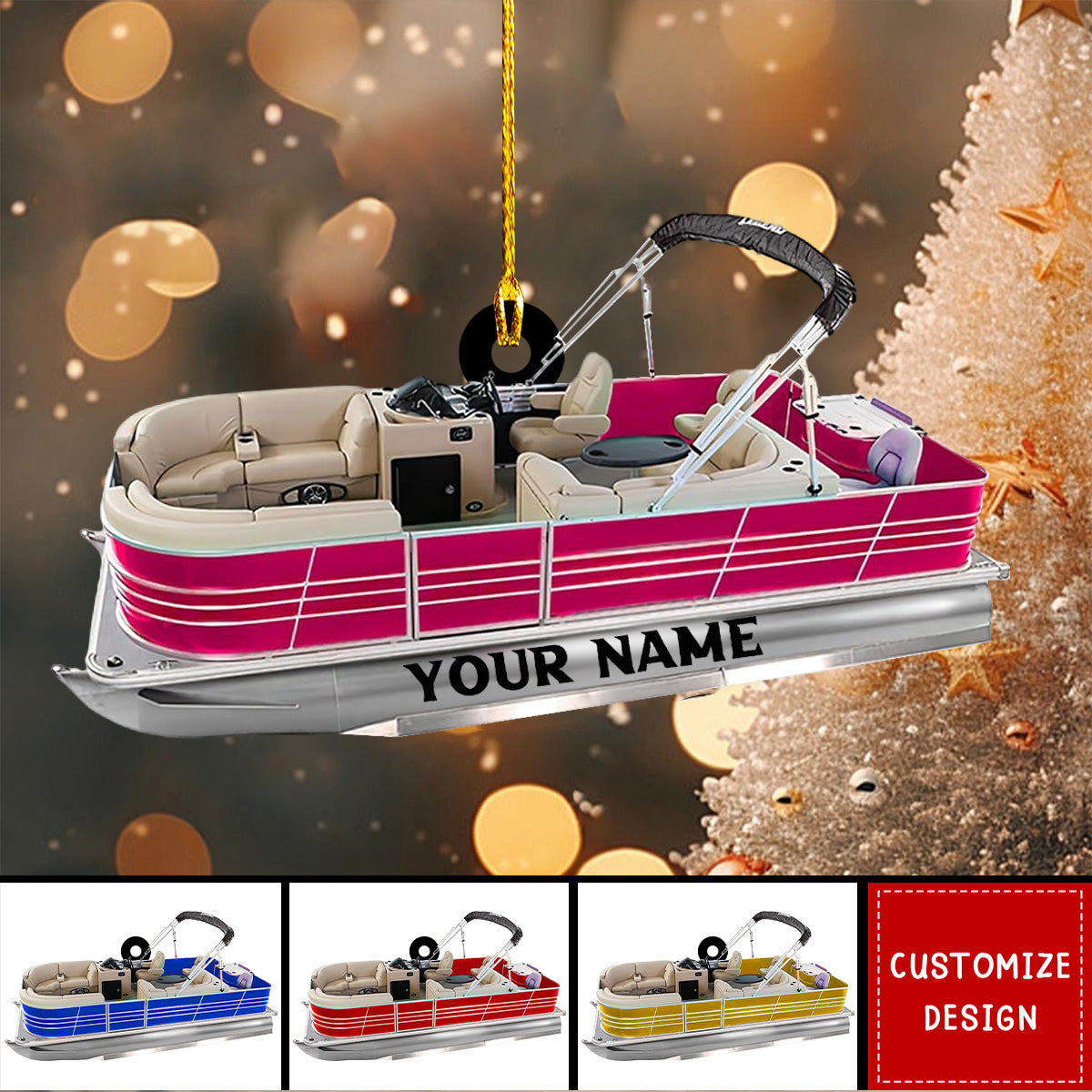 Personalized Pontoon Boat Acrylic Christmas Ornament - 2025 New Release