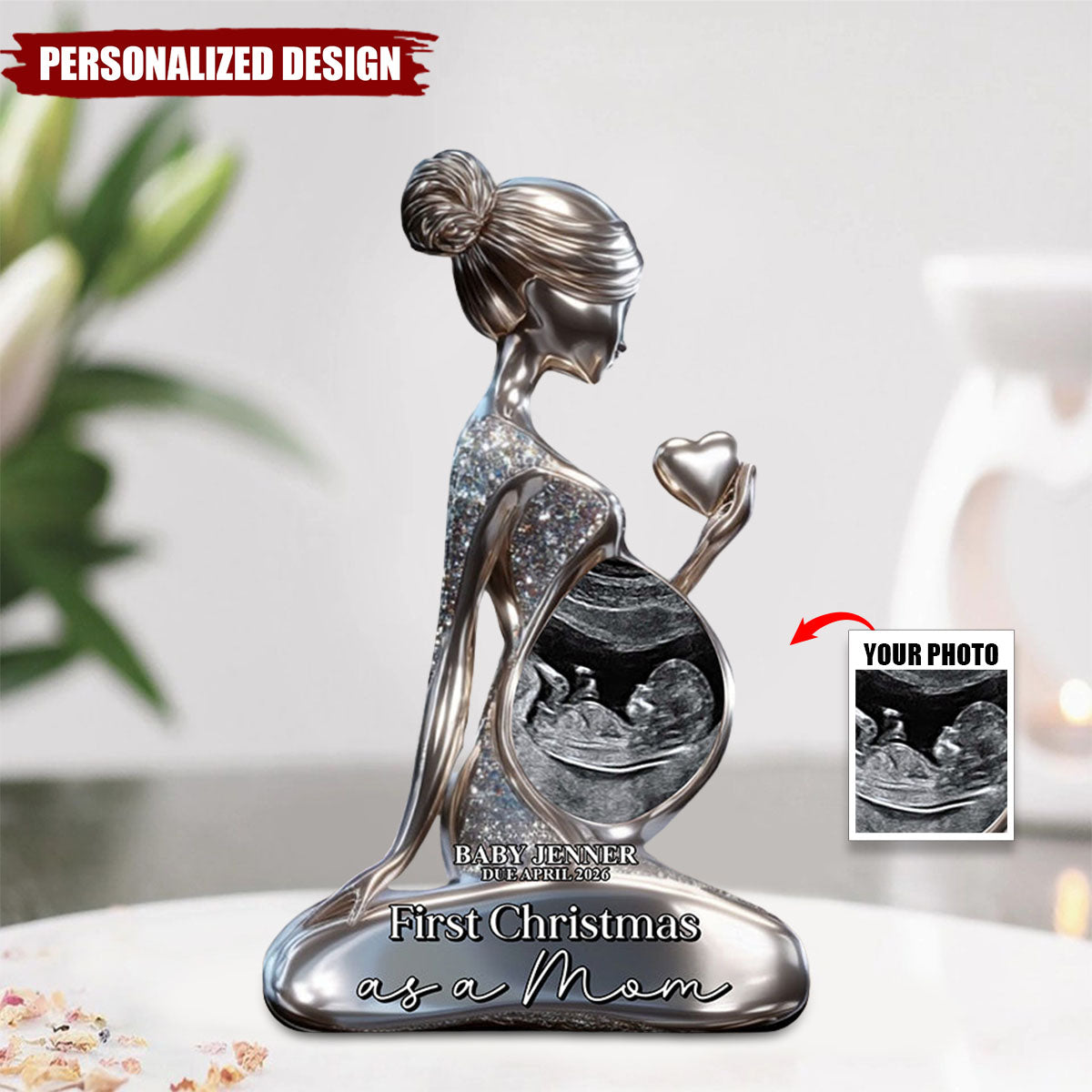 Pregnant Mom Baby Bump's First - Personalized Pregnancy Custom Shaped Acrylic Plaque