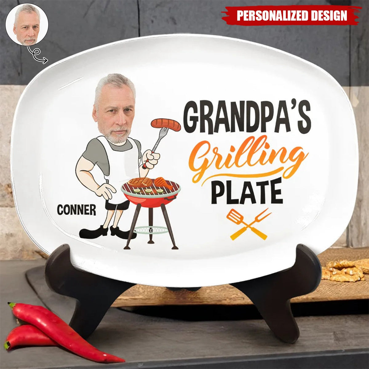 Daddy's Grilling Plate - Personalized Photo Plate