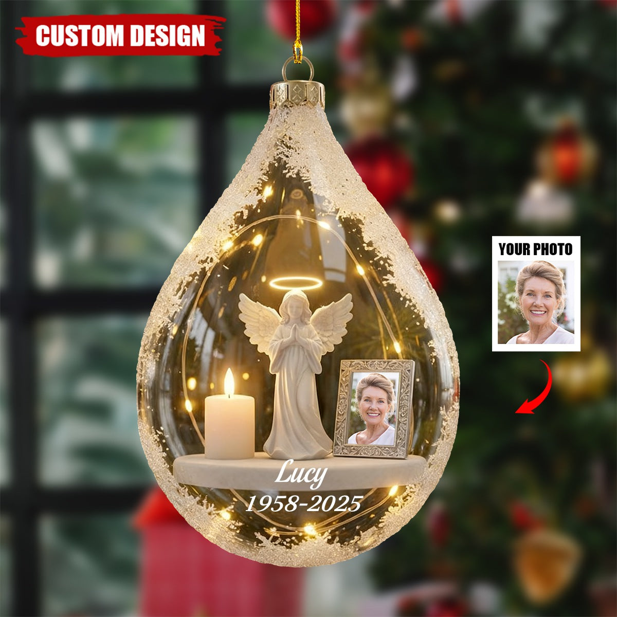 Personalized Angel&Candle Memorial Christmas Ornament – Memorial Gift