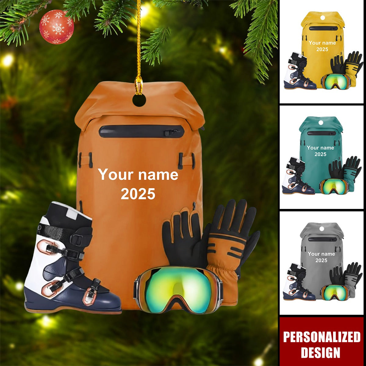 Personalized Ski Gear Ornament Gift For Skiing Lover