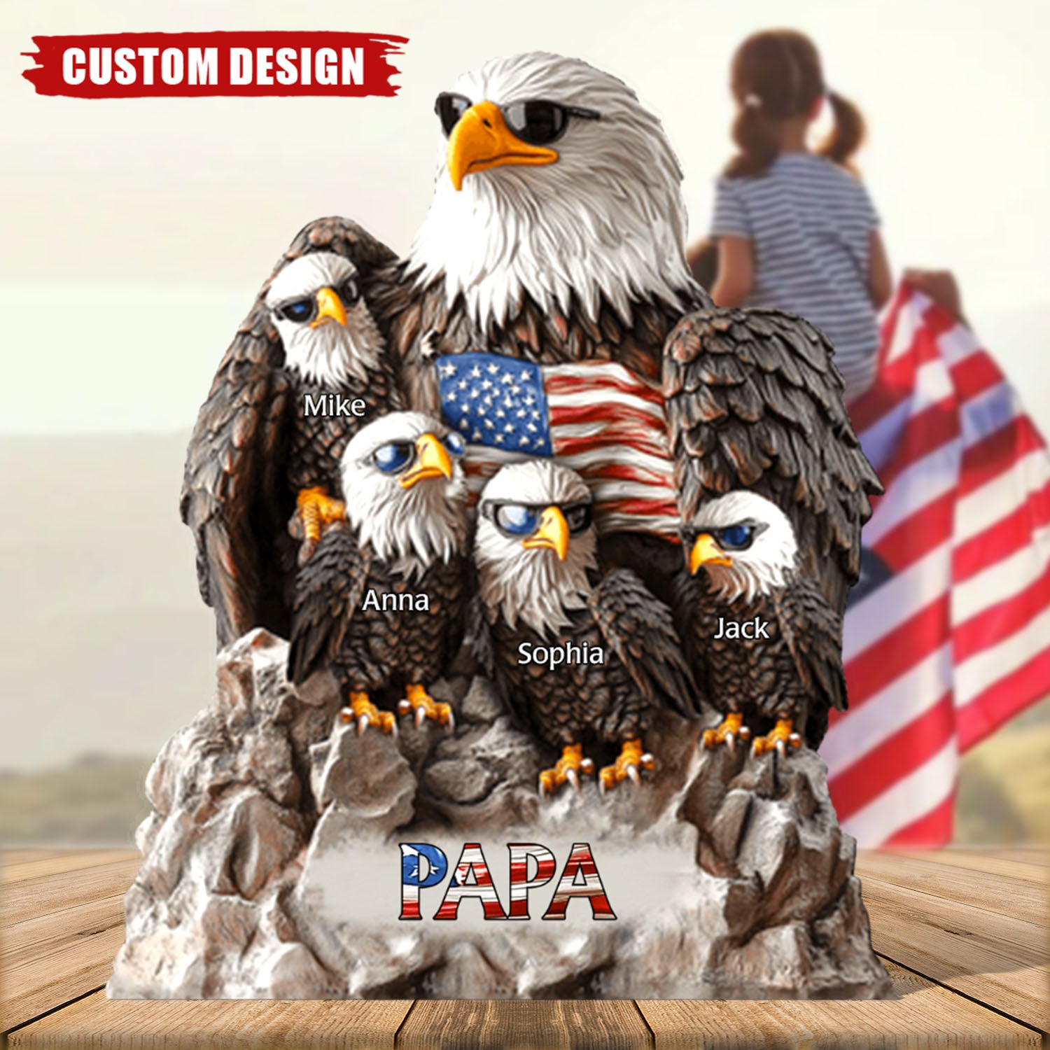 Strong Papa - Personalized Father Shaped Acrylic Plaque