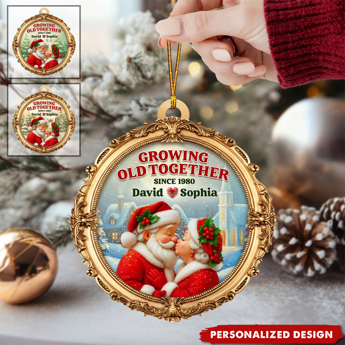 Growing Old Together-Personalized Couple Christmas Ornament-Anniversary Gift