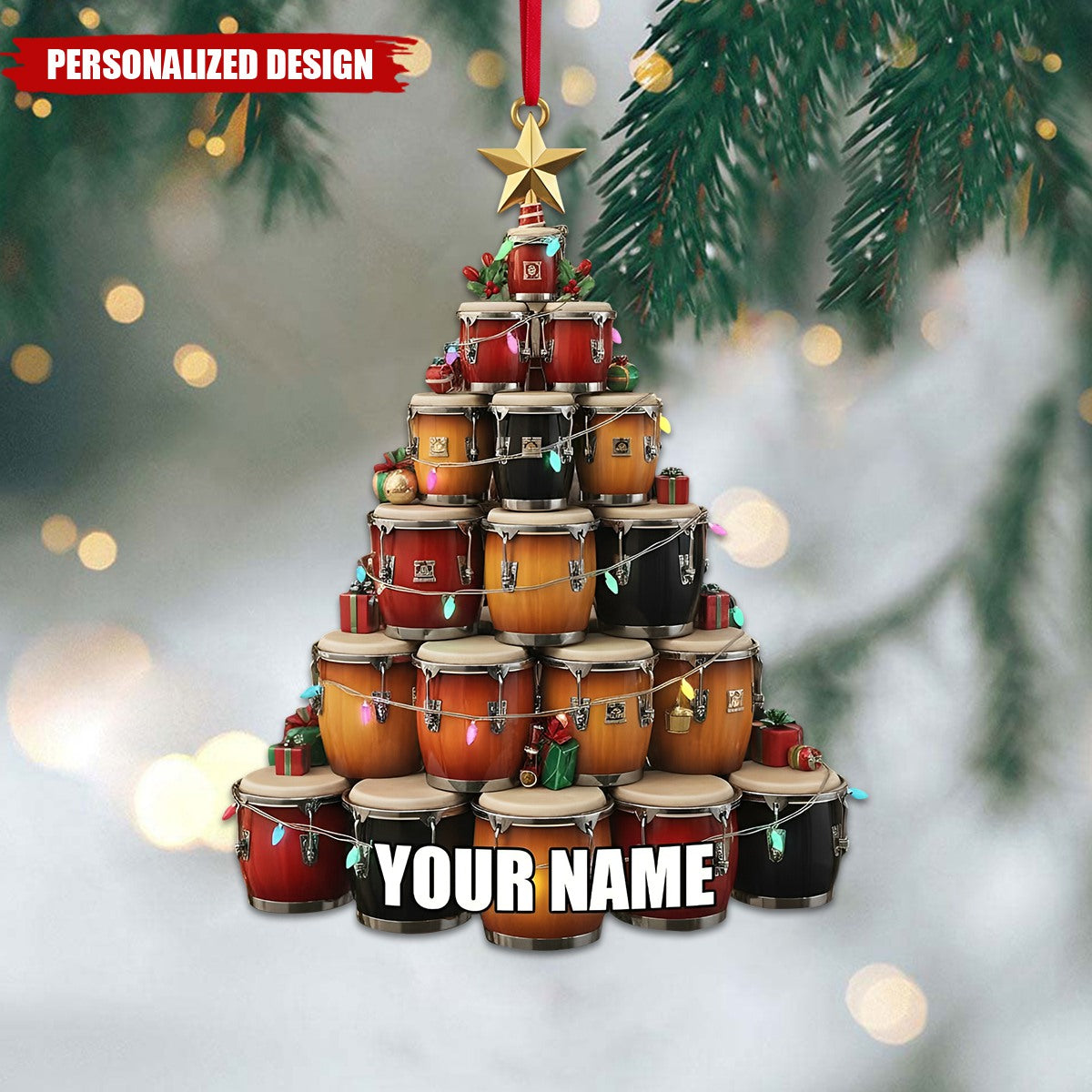 Personalized Conga Drum Christmas Ornament-Gift For Drummer