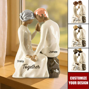 Couple Sitting Side By Side - Personalized Acrylic Block Plaque - Valentine's Day, Anniversary Gift For Him, Gift For Her