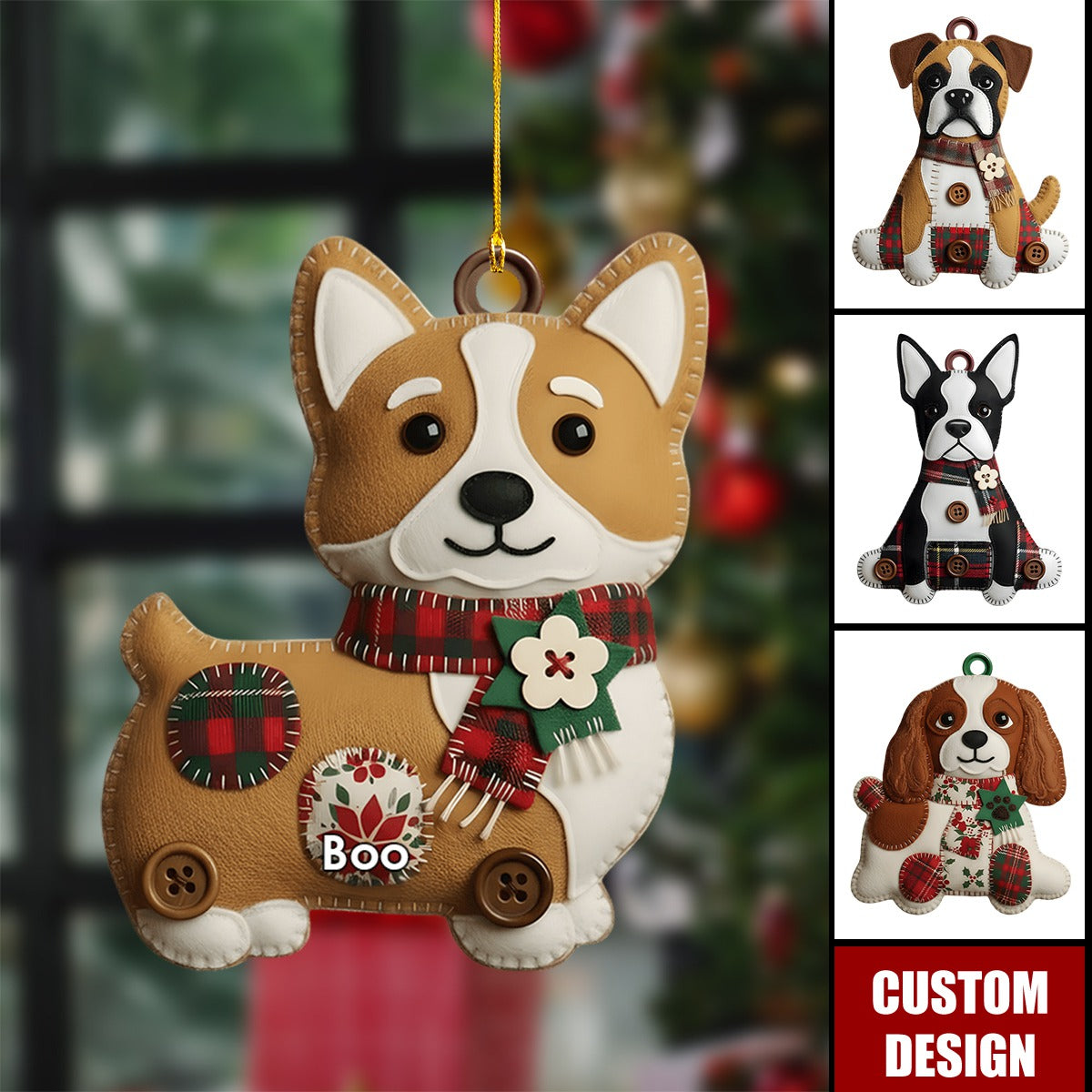 Dog Breeds Christmas Quilt - Personalized Dog Ornament