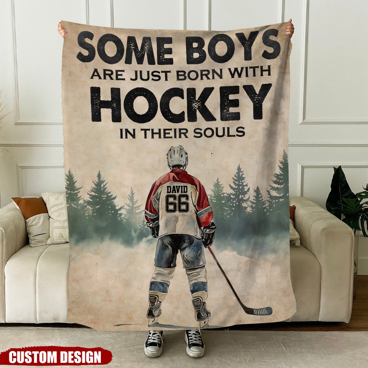 Hockey In Their Souls-Personalized Hockey Blanket-Gift For Hockey Lovers