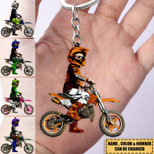 Personalized Motocross Kid/Boy/Girl Racer Acrylic Keychain