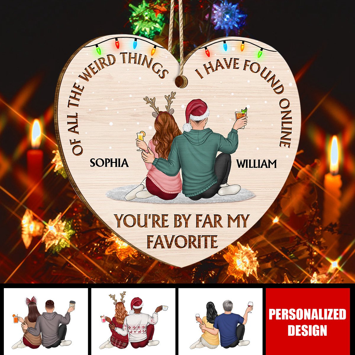 2024 New Release - Wish You A Wonderful Christmas - Couple Personalized Custom Ornament - Wood Custom Heart Shaped - Christmas Gift For For Husband Wife, Anniversary