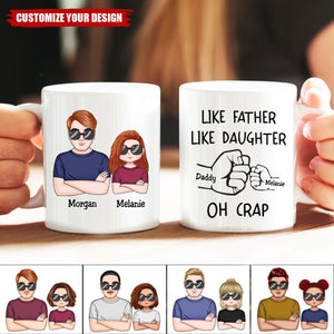 Like Father Like Daughter Fist Bump Handshake - Personalized Mug