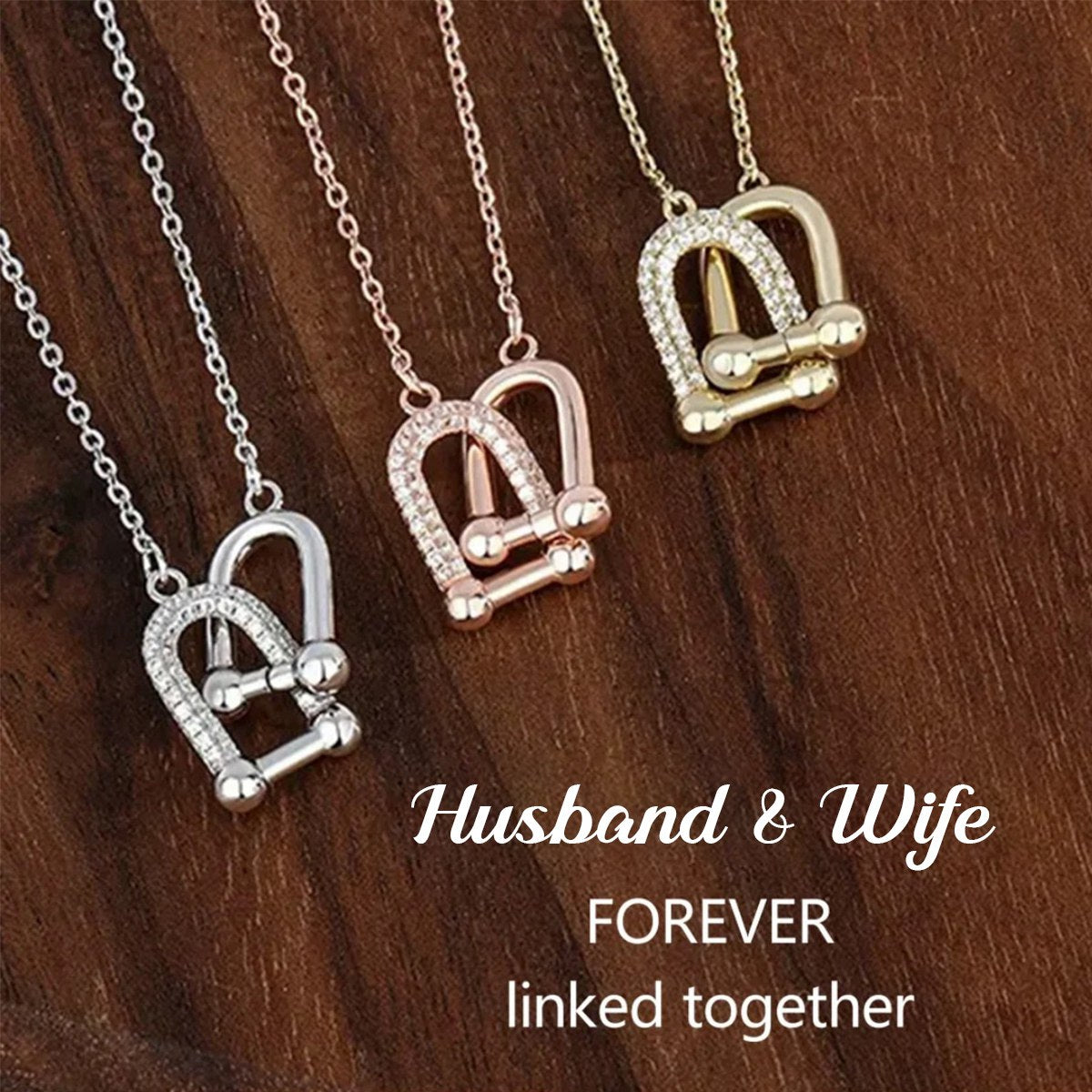 Husband & Wife Interlocking Horseshoe Buckle Necklace