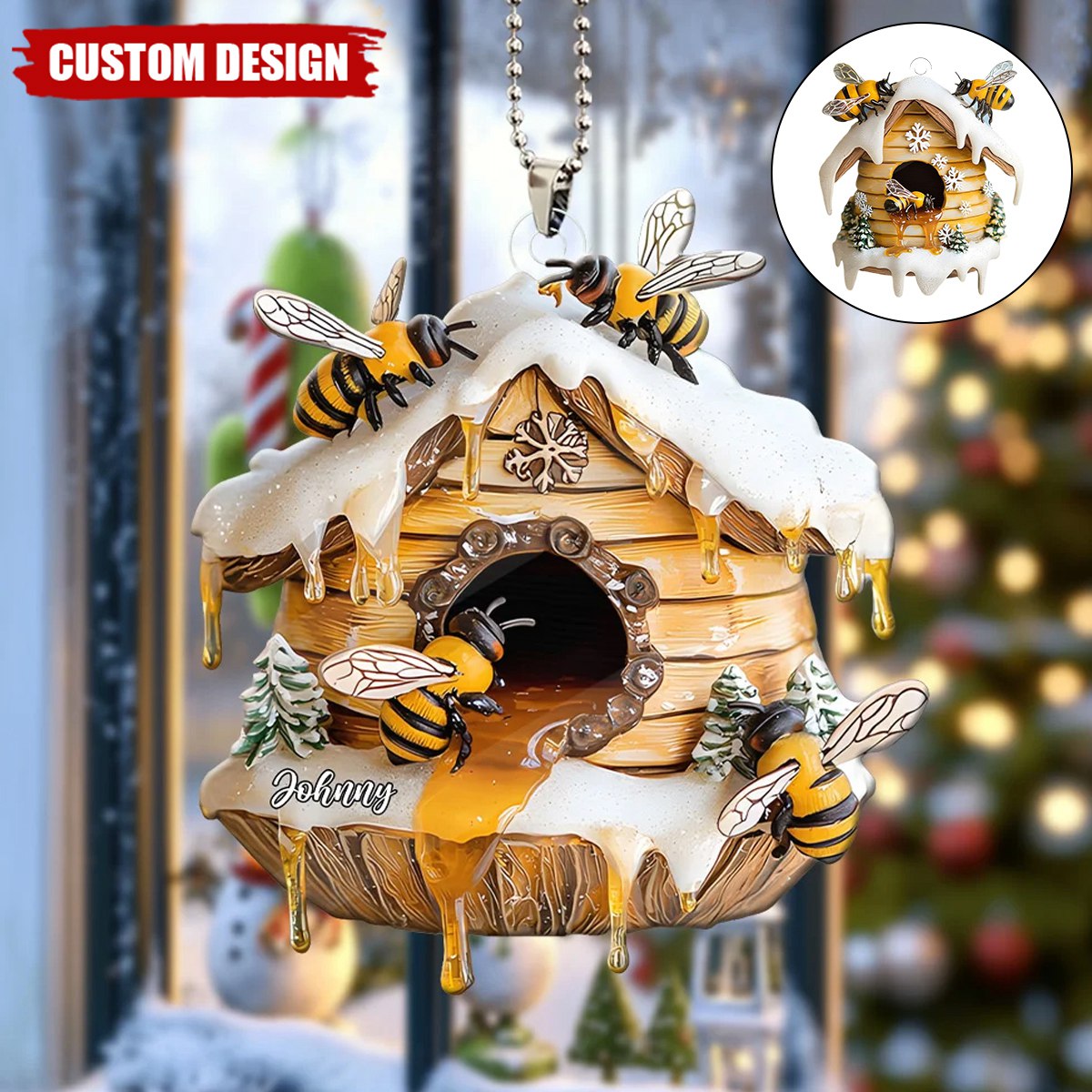 Bee Merry Personalized Name Shaped Ornament, Perfect Gift For Bee Keepers