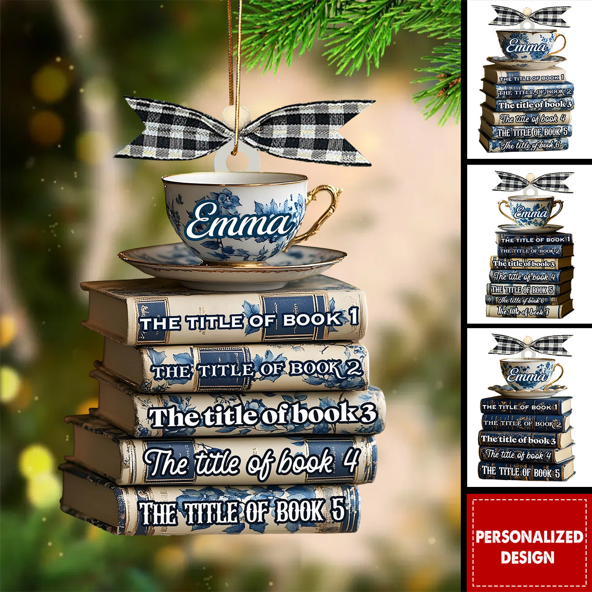 Personalized Book Lover Christmas Tree Ornament Gift For Librarians & Bibliophiles