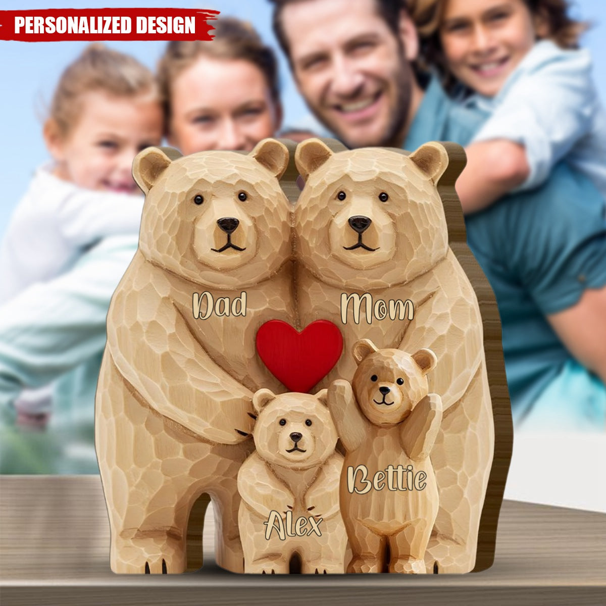 Bear Family-Personalized Family Shaped Wooden Puzzle