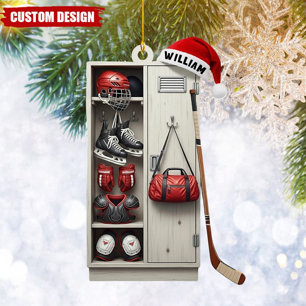 Personalized Hockey Closet Ornament, Flat 2D Ornament, Gift For Colleagues, Gift For Hockey Lover, Christmas Tree Hanging Decor
