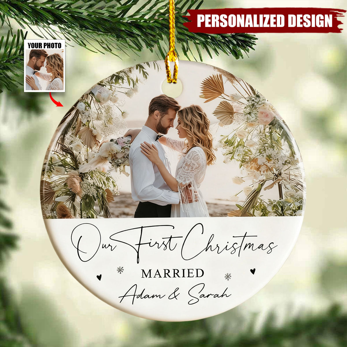 Personalised 1st Christmas as Mr and Mrs Ornament