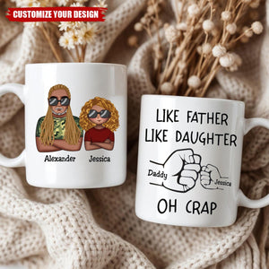 Like Father Like Daughter Fist Bump Handshake - Personalized Mug