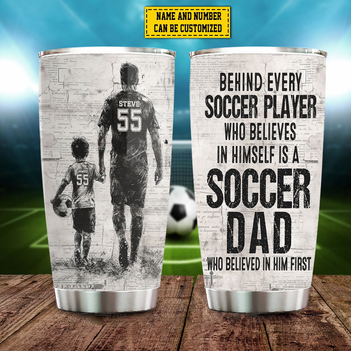 Behind Every Soccer Player-Personalized Soccer Dad Boy/Girl Stainless Steel Tumbler-Father's Day Gift For Soccer Lovers