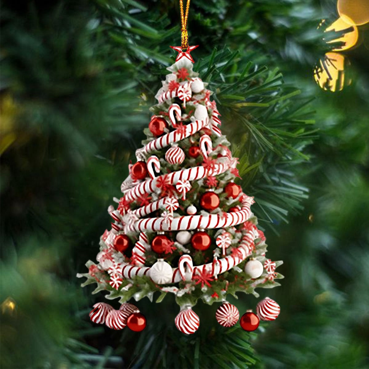 Christmas Hanging Christmas Tree Ornaments Balls Gift Box Candy Cane Star Design-2024 New Release