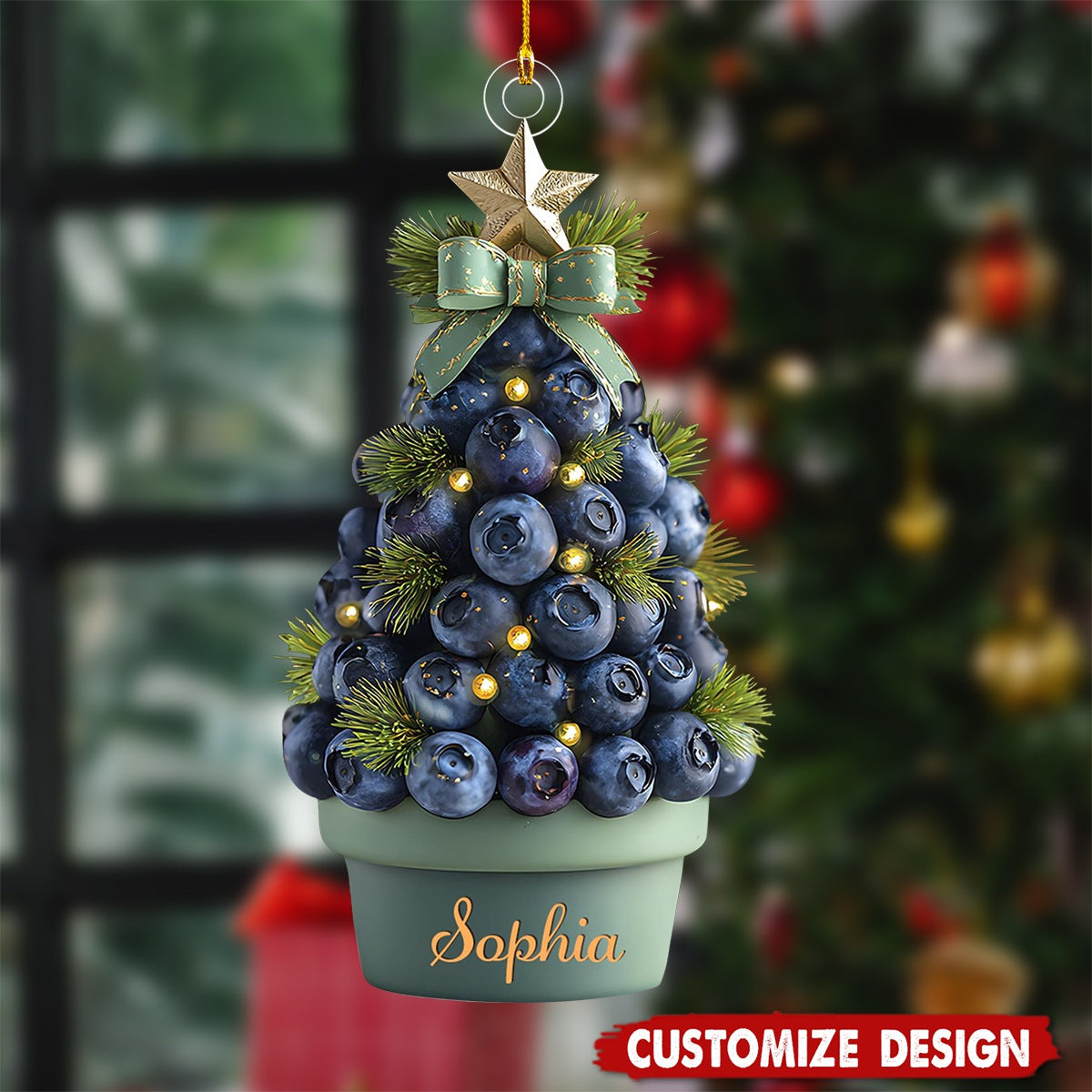 Personalized Blueberry Christmas Acrylic Ornament - Gift For Blueberry, Fruit Lovers