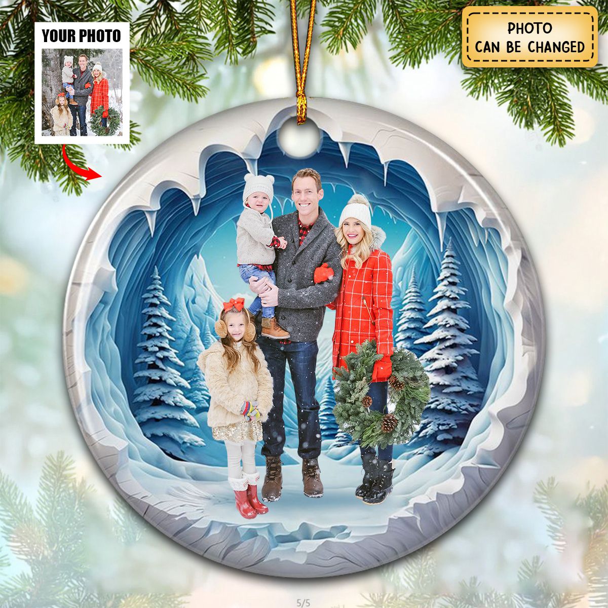 Family Photo Personalized Ceramic Ornament