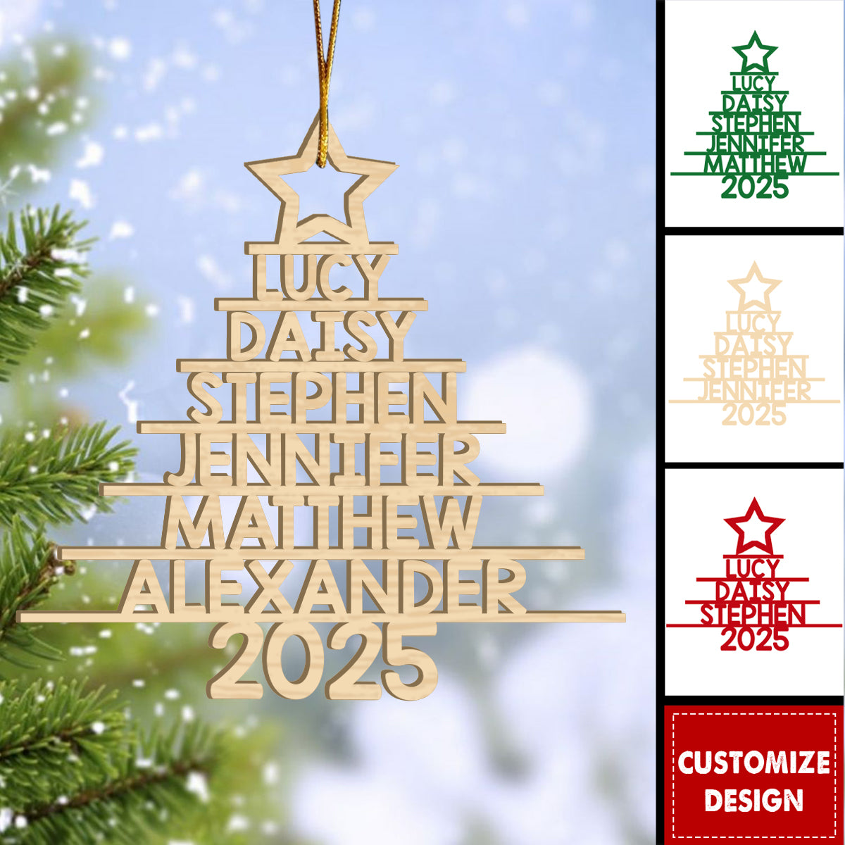 2025 New Release Personalized Family Name Wood Ornament