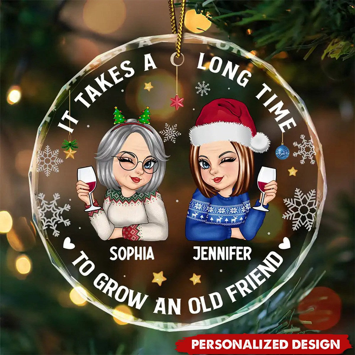 It Takes A Long Time To Grow An Old Friend Christmas - 2024 New Release Personalized Circle Ornament