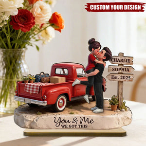 Romantic Couple Pickup Truck Sign Post - Personalized Wooden Plaque - Gift For Couple, Farmhouse Decor