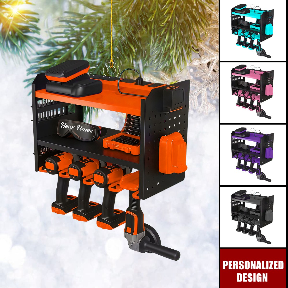 Personalized Mechanic Tool Box Ornament-Gift for Dad, Husband, Handyman