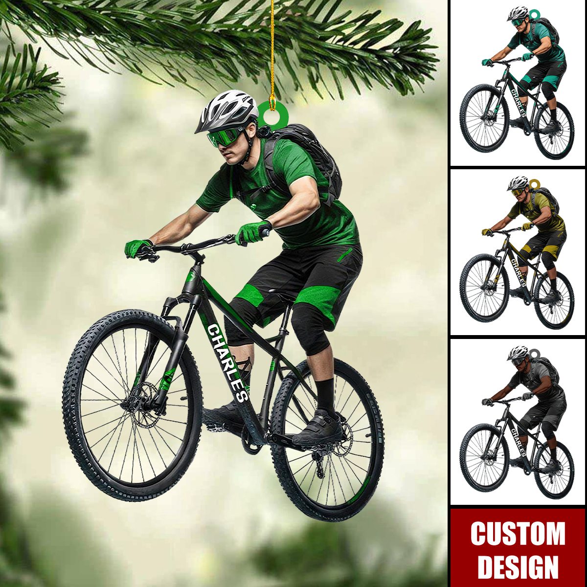 Personalized Mountain Bike Lover Christmas Ornament
