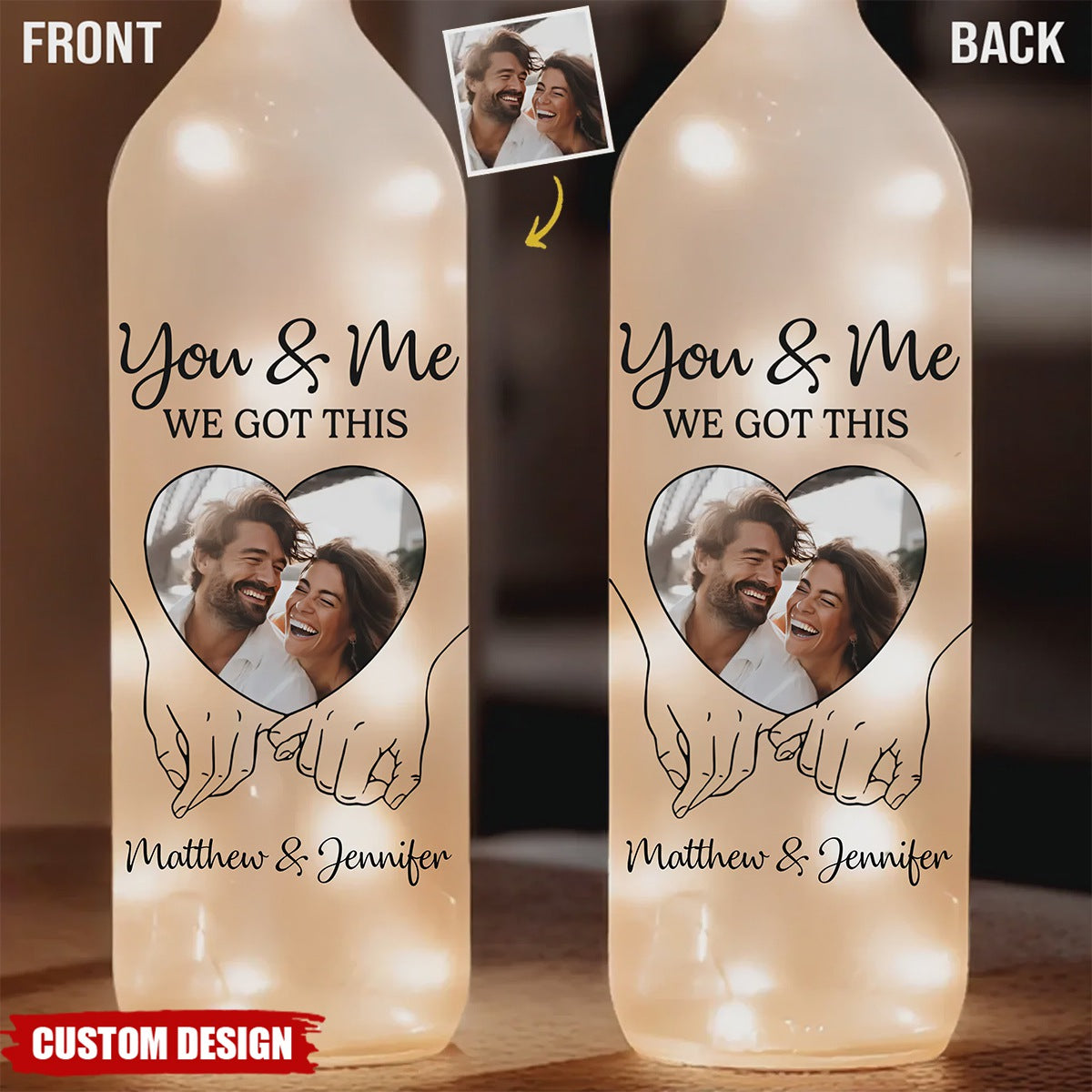 Personalized Anniversary Wedding Bottle Lamp - Gifts For Husband And Wife, Him And Her
