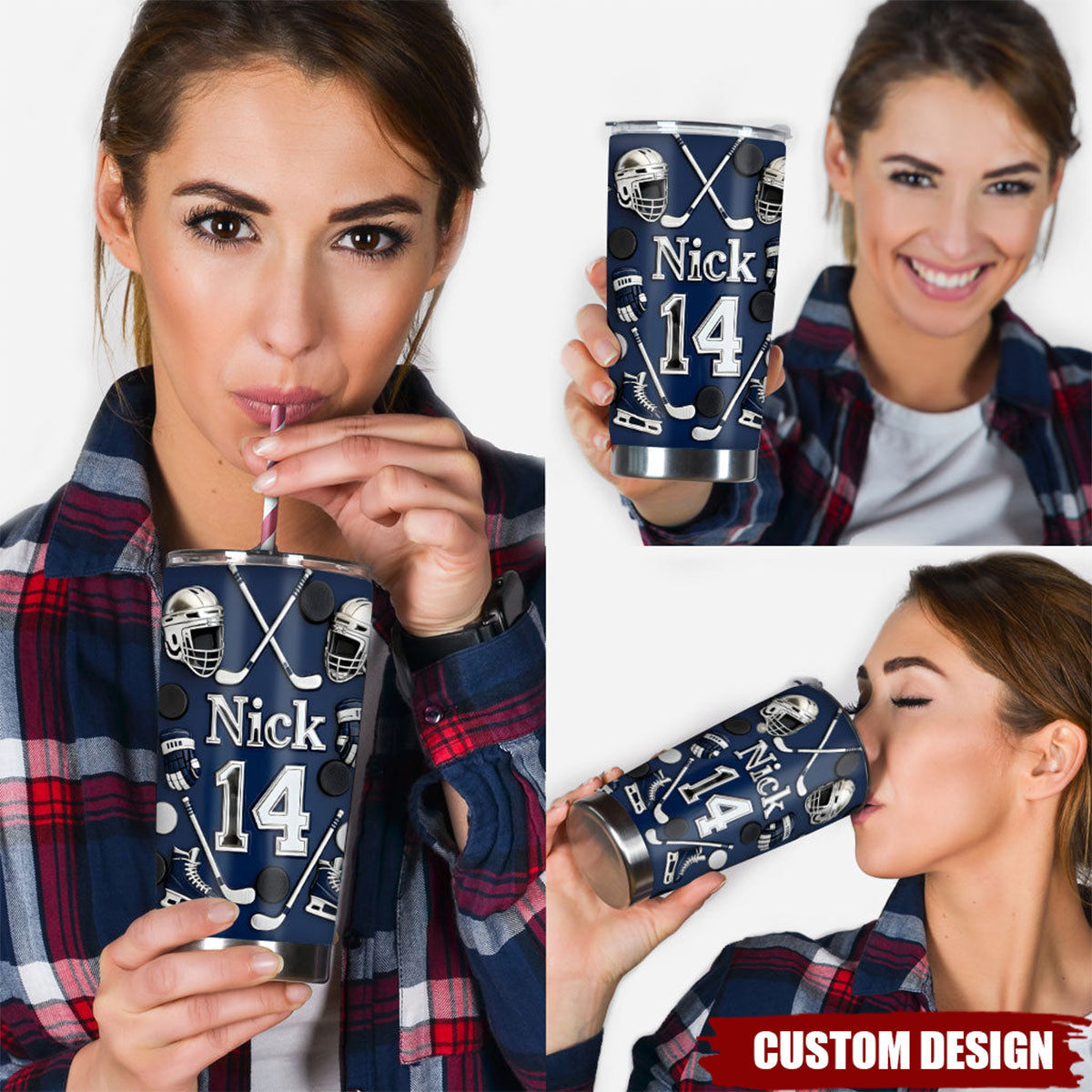 Personalized Ice Hockey Tumbler -Gift For Hockey Lover