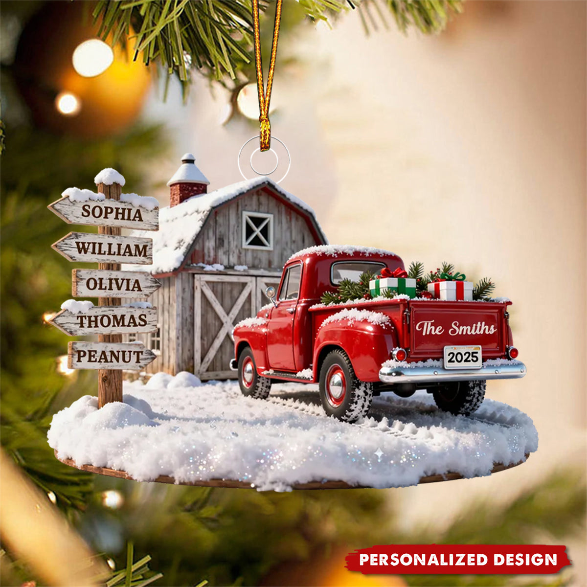 Personalized Truck Barn House Christmas  Ornament-Gift For Family
