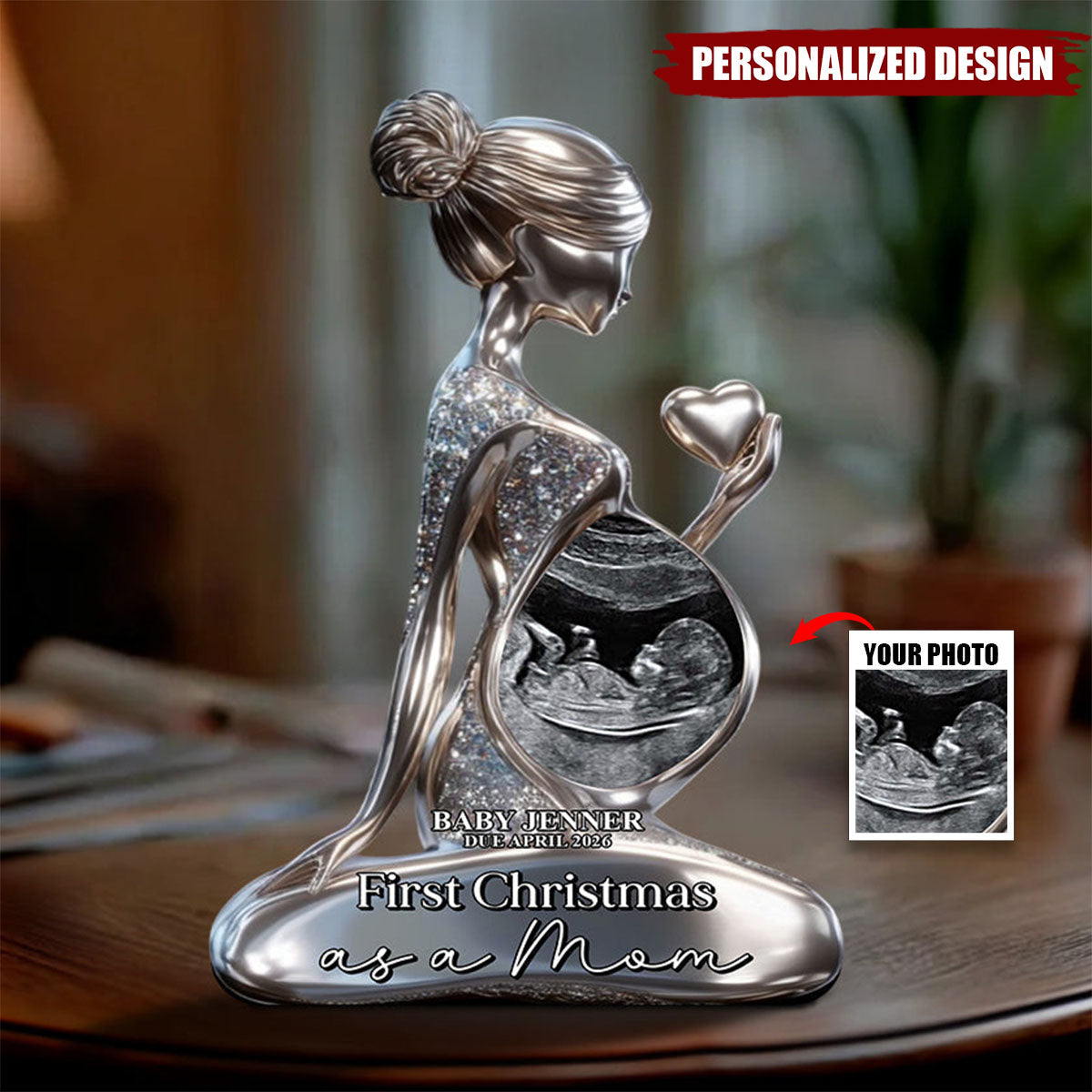 Pregnant Mom Baby Bump's First - Personalized Pregnancy Custom Shaped Acrylic Plaque