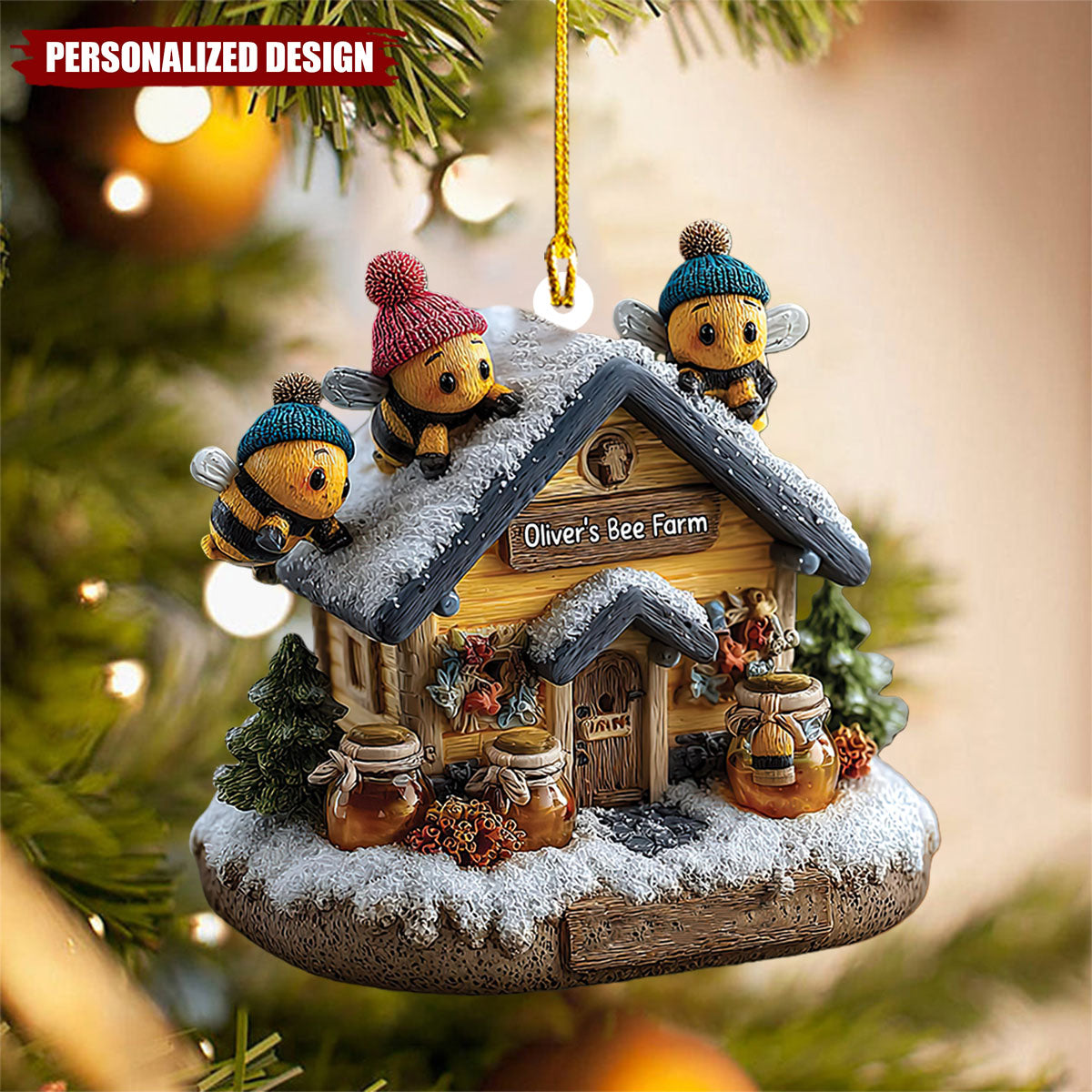 Personalized Bee Farm Christmas Ornament Gift For Beekeeper