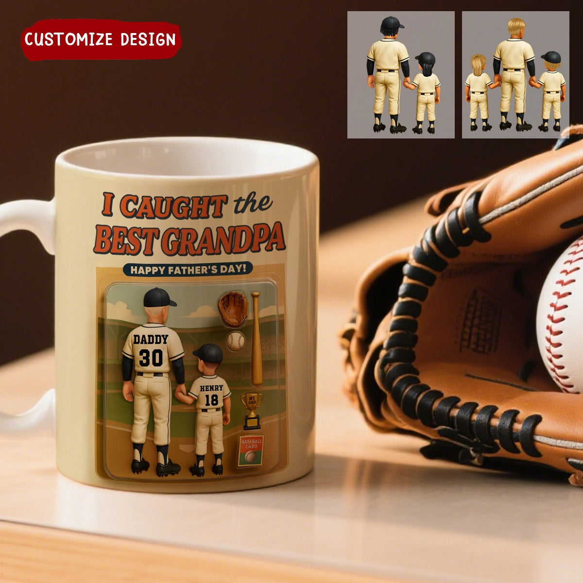 We Caught the Best Dad Baseball Personalized Mug, Father's Day Gift for Dad