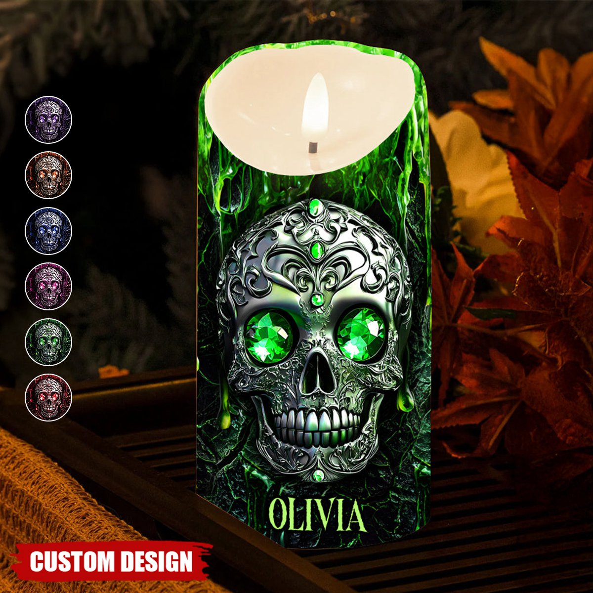 Spooky Season - Personalized Skull Flameless Candle