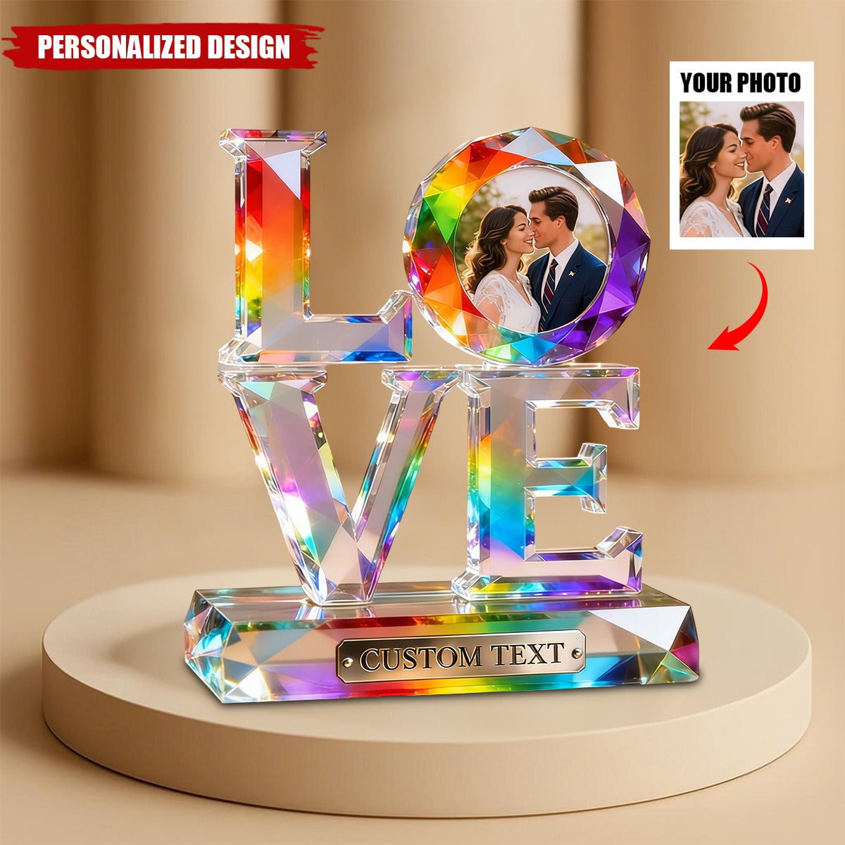 Personalized Stained Glass LOVE Couple Acrylic Plaque