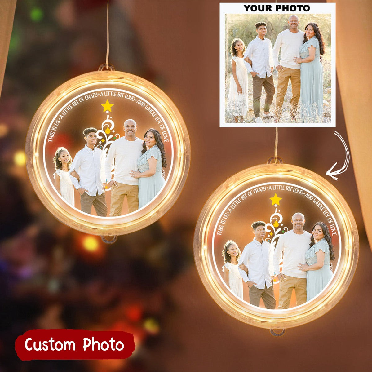 This Is Us A Little Bit Of Crazy A Little Bit Loud - Personalized Custom LED Pendant Light - Gift For Family Members